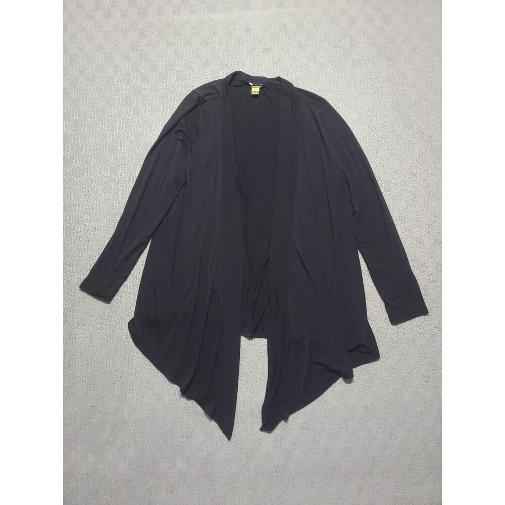 Eddie Bauer Cardigan Womens L Black Open Front Draped Sweater